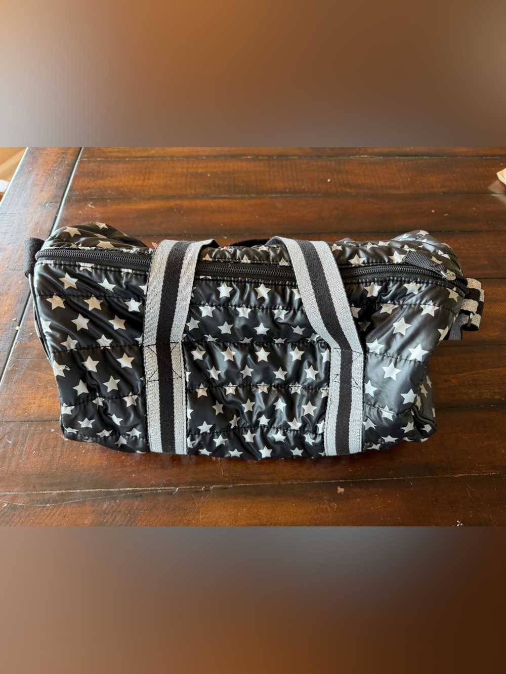 Black Star-Print Quilted Crossbody Shoulder Bag